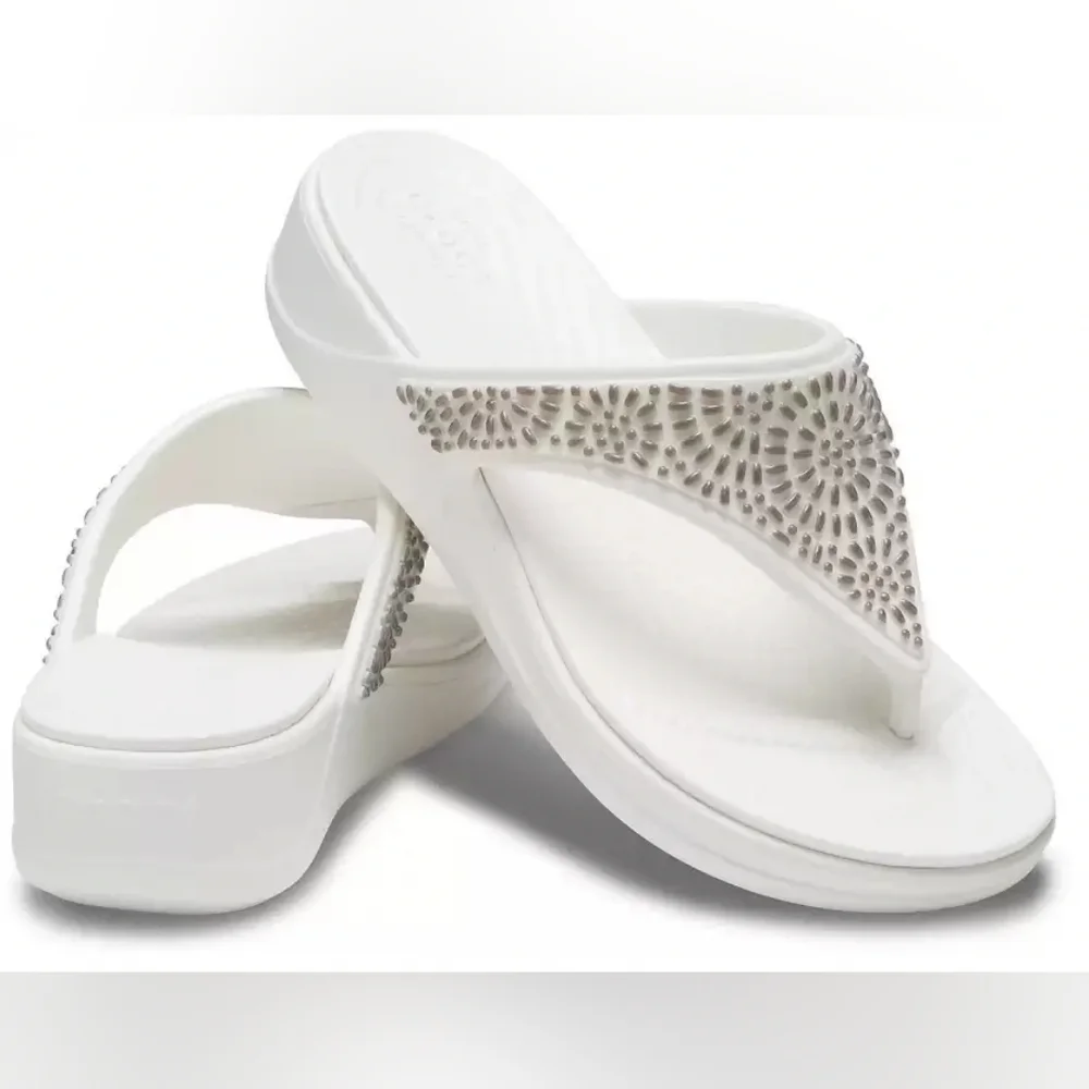 New Womens Crocs Monterey Diamante Slip On wedge sandals